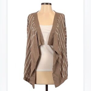 LOFT Tan and Off White Stripe Open Cardigan Size XS